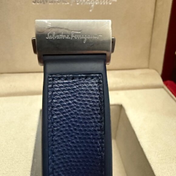 Ferragamo Men's F-80 Watch Classic Blue Leather Strap Blue Dial 42mm & Watch Box - Picture 4 of 13